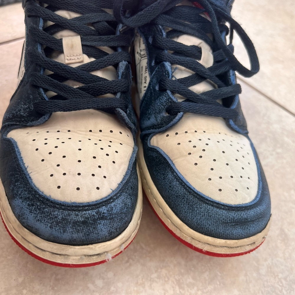 Nike Air Jordan 1 Mid SE Navy Red Take Flight Airplane Sneakers Big Kids 5.5Y - Picture 11 of 11